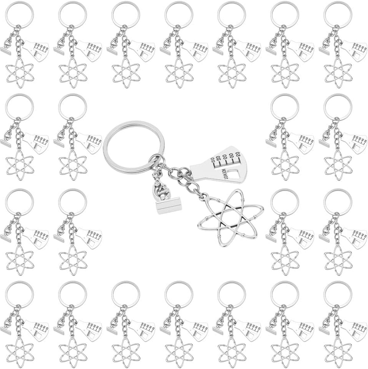 Sleutelhanger Microscoop 24 Stuks - Legering - Wetenschappelijk Symbool - Perfect voor Studenten - ShopVlot