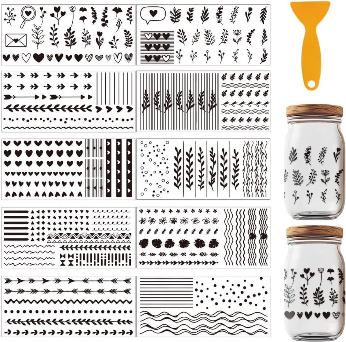 24 stuks UV DTF cup wraps - minimalistisch patroon - waterdicht - ideaal voor glazen en meubels - ShopVlot