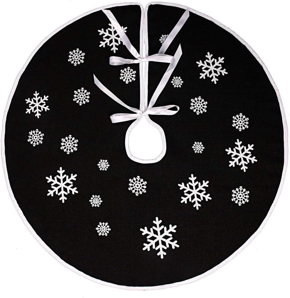 Kerstboomrok 75 cm - Jute met sneeuwvlokken - Beschermt vloer - Perfect voor kerstdecoratie - ShopVlot
