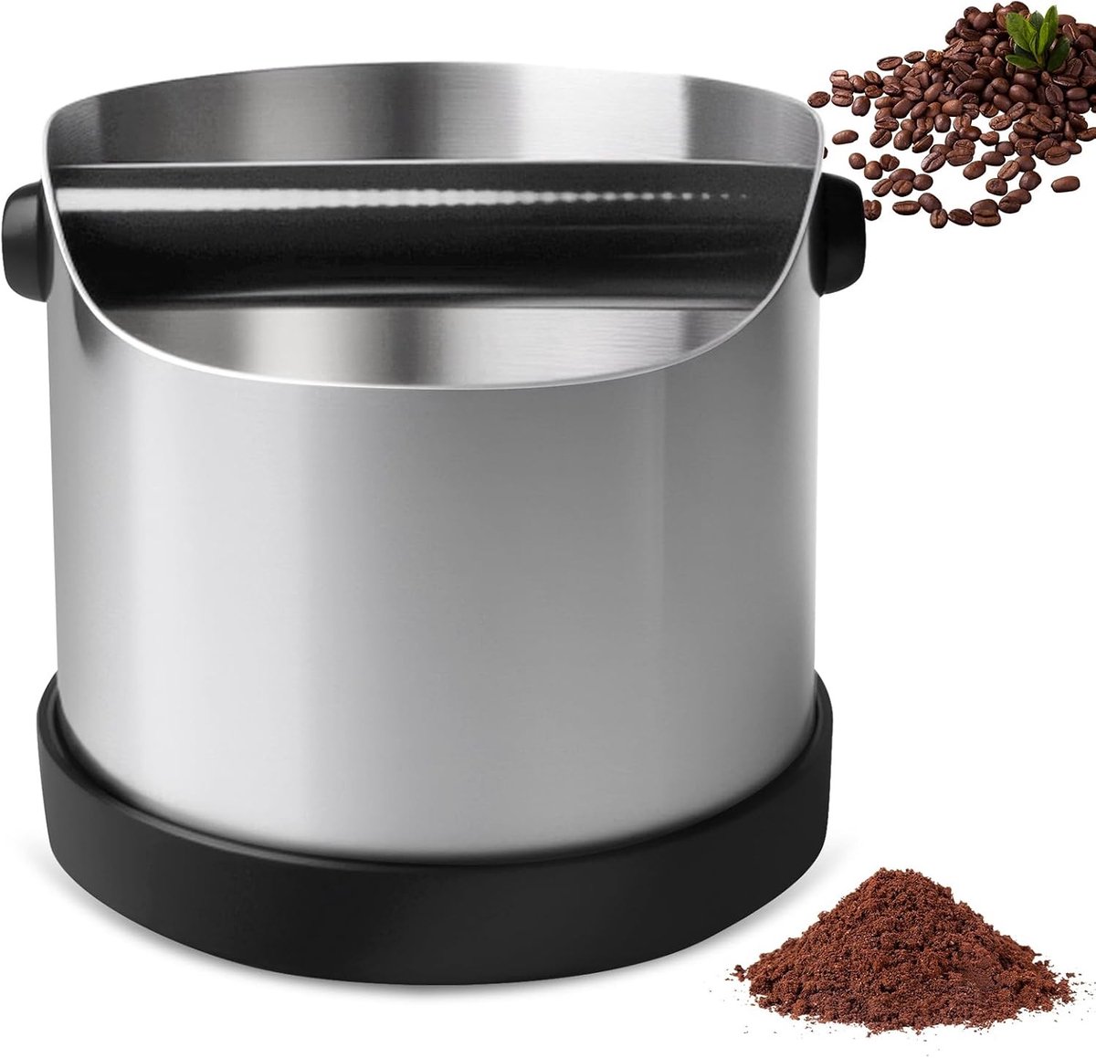 Afklopbak voor zeefdragers - Roestvrijstalen koffiedik afslaghouder met antislip bodem, ideaal voor barista-accessoires en het recyclen van koffiedik