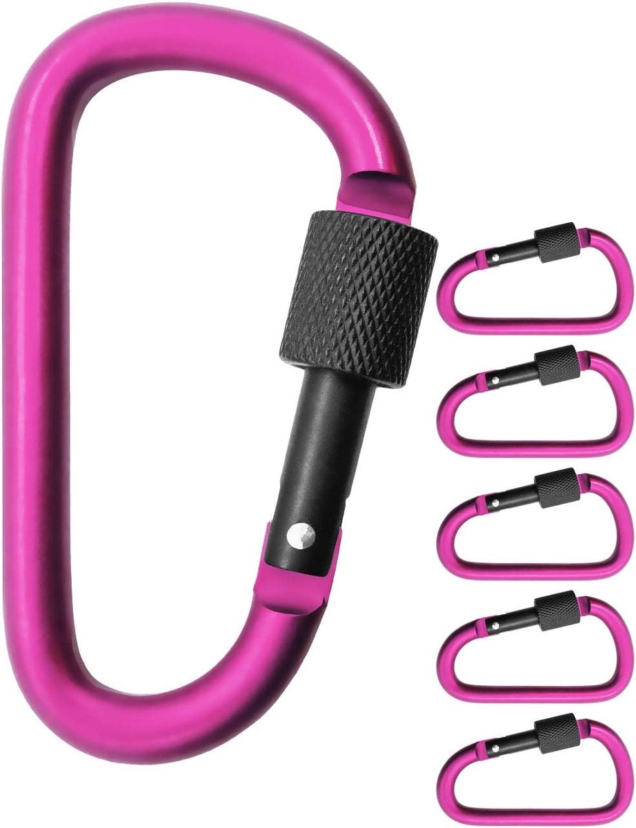 Carabiner 8 cm - aluminium - schroefsluiting - veilig bevestigen van uitrusting - ShopVlot
