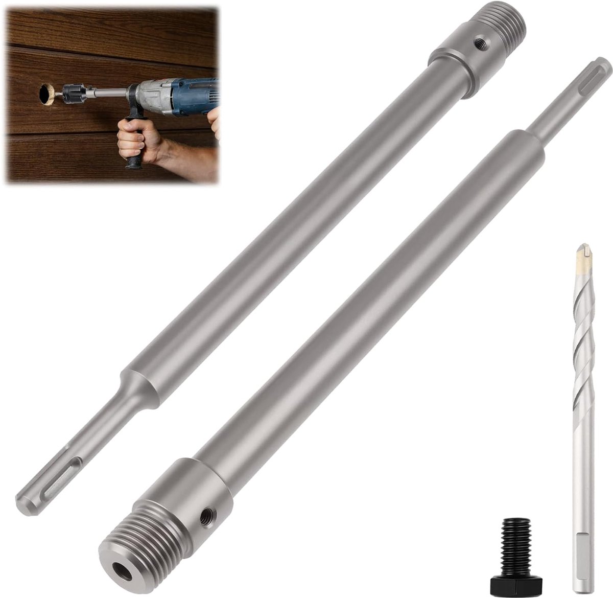 SDS verlengstuk 400 mm - robuust staal - met centrisch boorschacht - geschikt voor metselwerk - ShopVlot