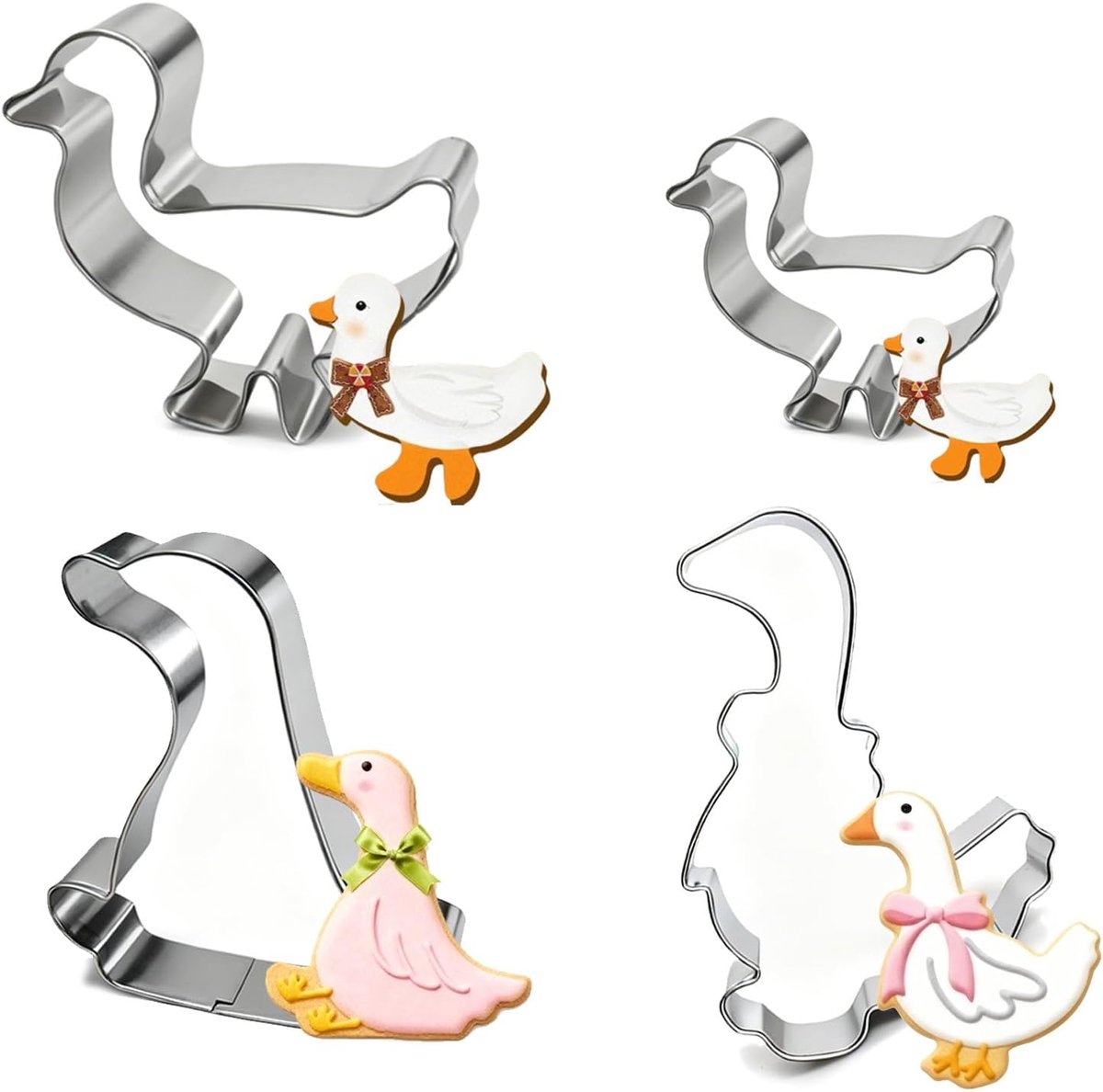 Koekjesuitsteekvormen gans - Set van 4 - RVS - Voor feestelijke bakcreaties - ShopVlot