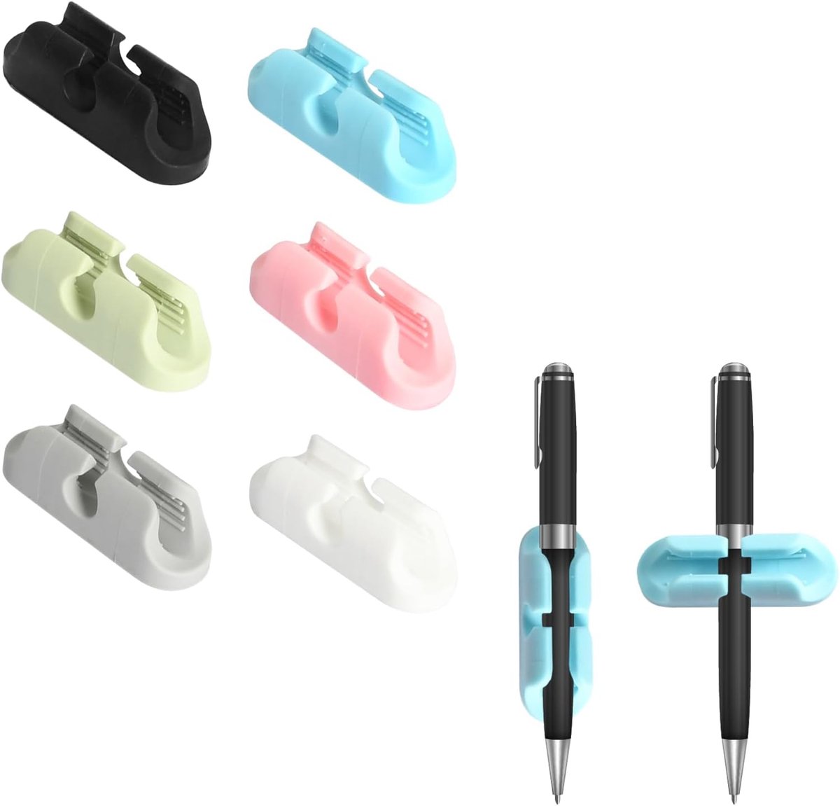 Penhouders zelfklevend 6 stuks - Siliconen dubbele opening - Voor diverse penformaten - Perfecte bureau-organizer - ShopVlot