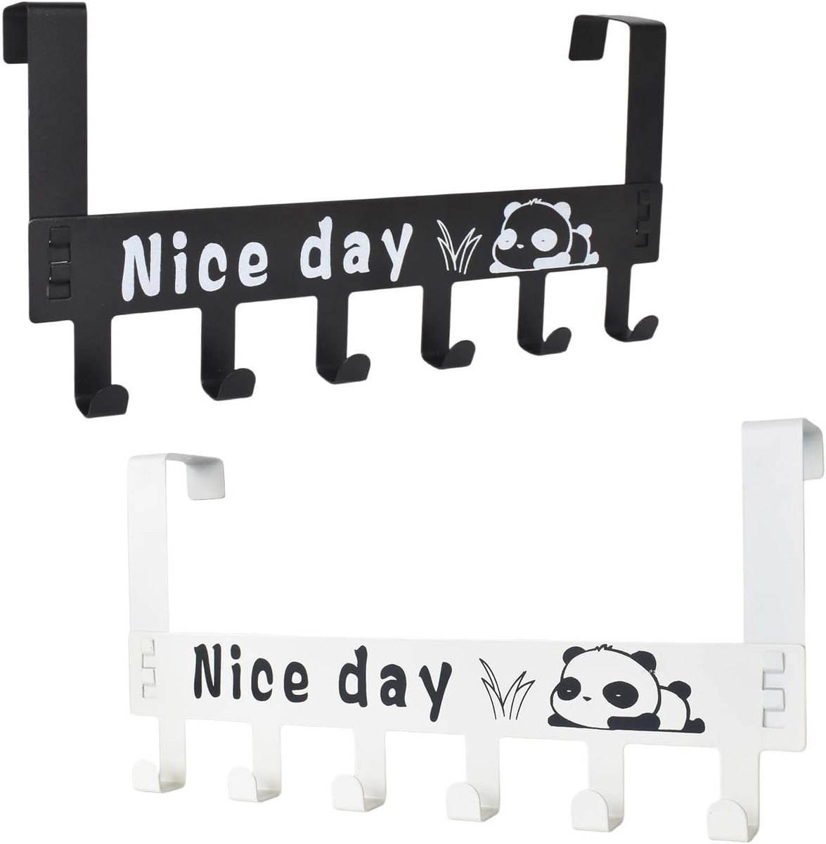 Deurhaken met 6 haken - RVS - zwart en wit - ideaal voor kleding en accessoires - ShopVlot