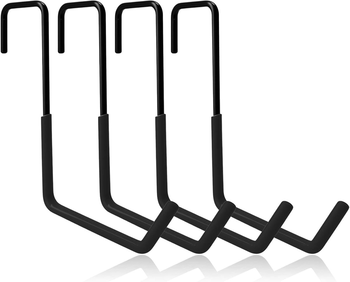 Garage haken set van 4 - Robuuste S-vormige fietssteunen - Zwart - Ideaal voor het ophangen van fietsen en gereedschap - ShopVlot