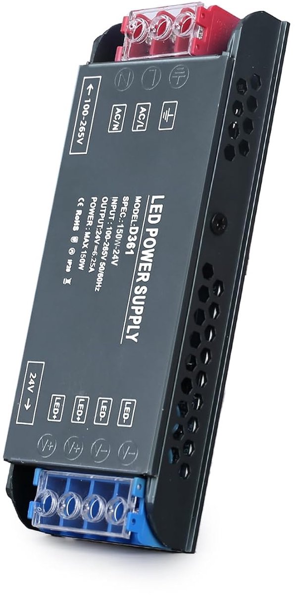 LED Transformer 24V 150W - Ultra dun - Constant Voltage Adapter - Ideaal voor LED Strips - ShopVlot