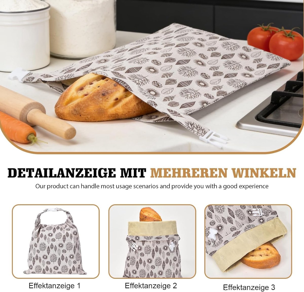 Herbruikbare Linnen Broodzakken - Set van 2, Bijenwas Doek voor Brood en Gebak, TPU Binnenvoering, 30 x 43 cm, Duurzaam en Milieuvriendelijk — cadeau in Cadeau-ideeën - foto 4