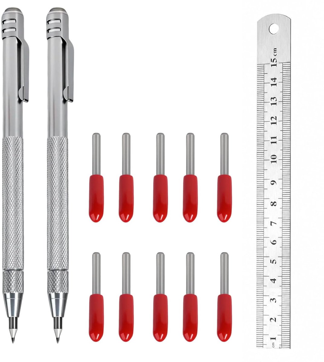 wolfraamcarbide penset 2 stuks - magnetische scheurnaald - 10 reservepunten - ideaal voor graveren van metaal - ShopVlot