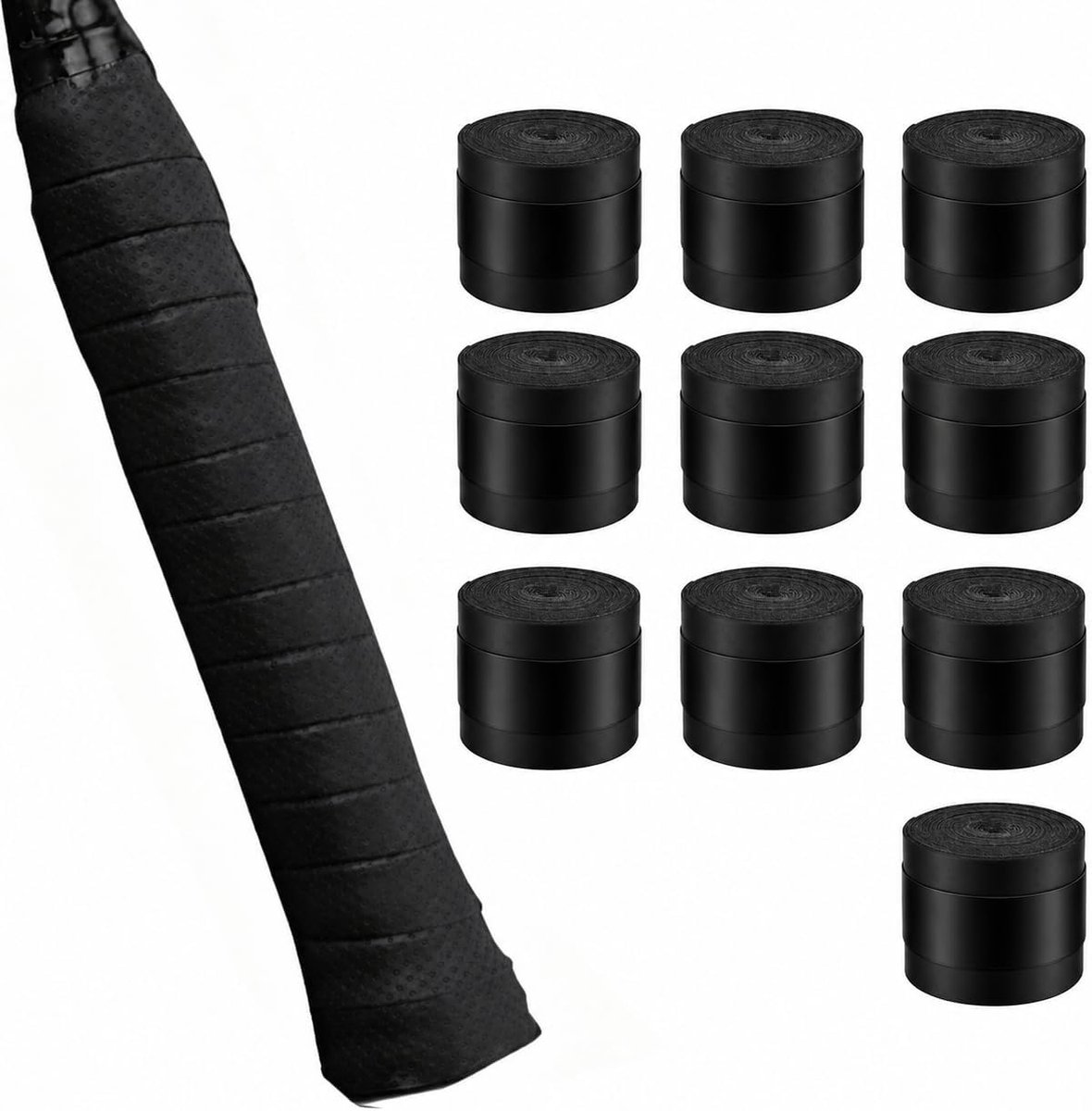 Surgrip-rackets, 10 stuks, zwart, absorberend, voor tennis, badminton, squash, comfortabele gripband, sportgreep voor - ShopVlot