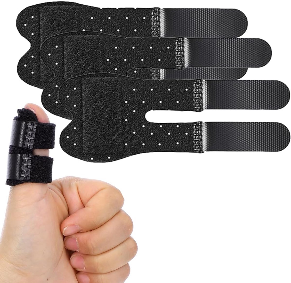 4 Pcs Adjustable Breathable Finger Rails, Hand Rail for All Fingers, Finger Splint for Snap-On - ShopVlot