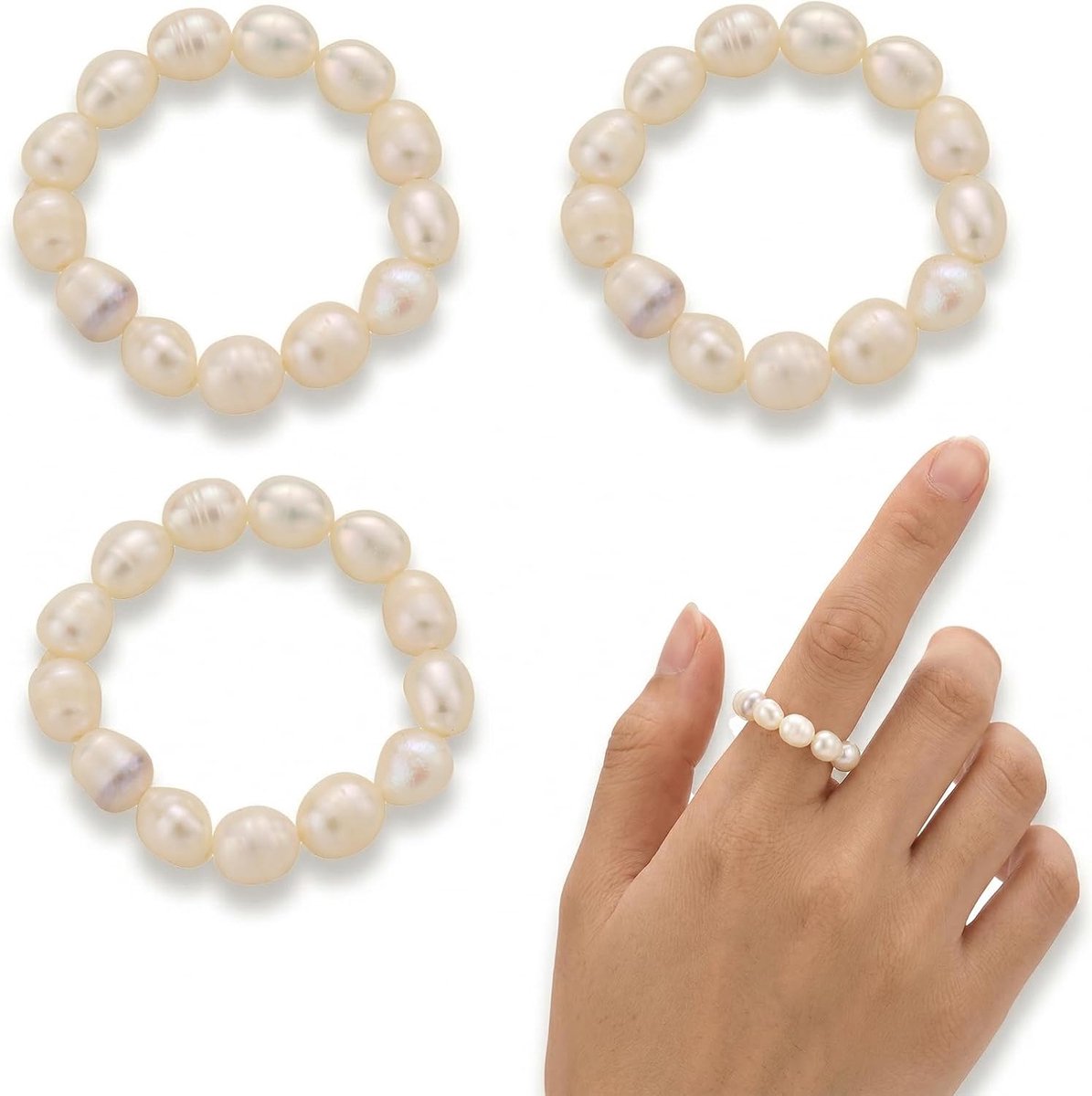3 stuks anti-stress en anti-angst ringen, parelring, mode-accessoires, cadeau voor mannen en vrouwen - ShopVlot