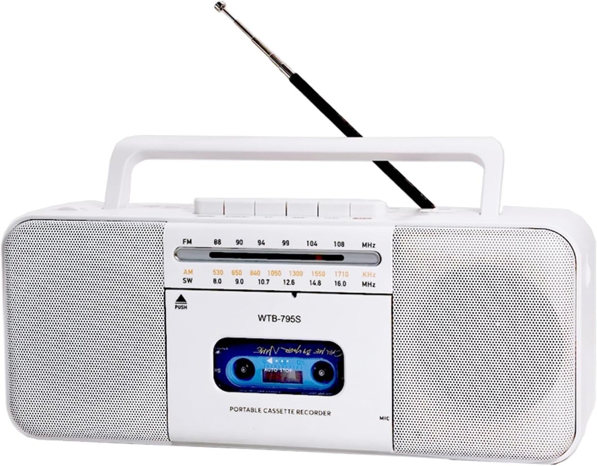 Cassette Player Boomboxes, Cassette Recorder, AM/FM/SW Radio Recording to Cassette/U-Disk/SD Card via Microphone - ShopVlot