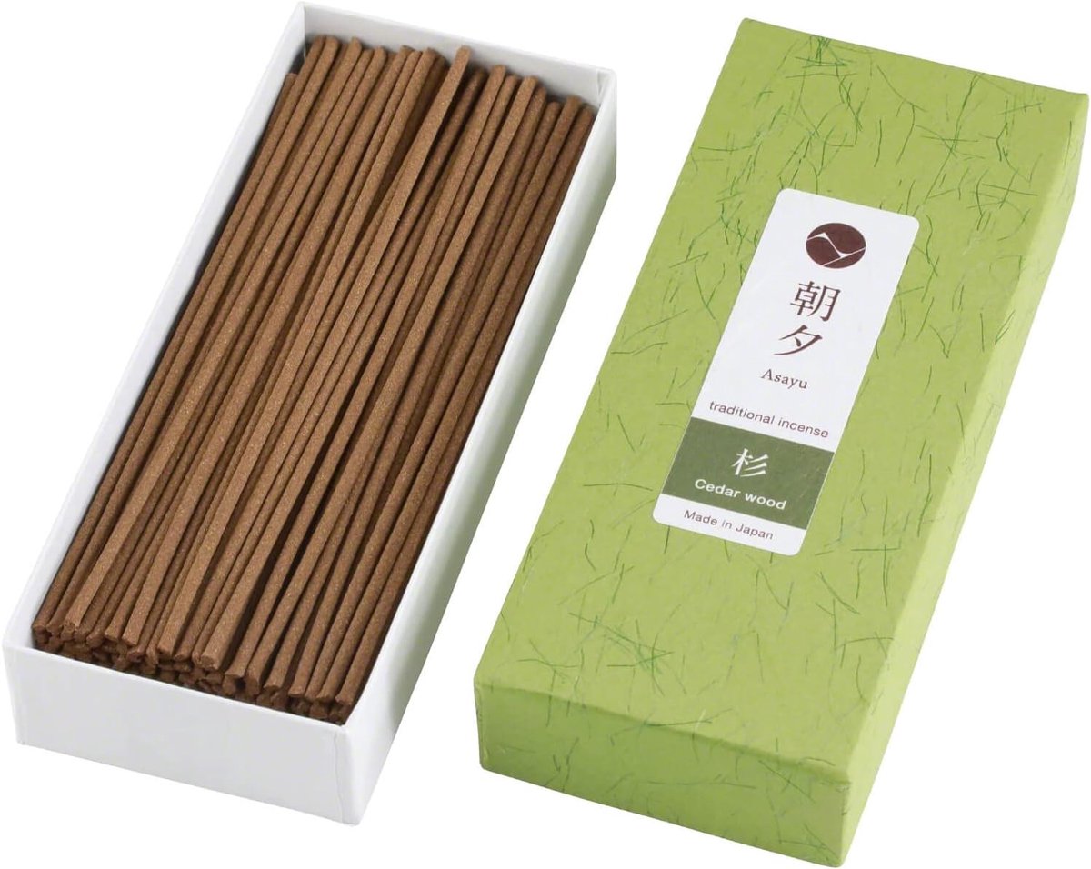 Asayu Japan Traditional Incense Sticks – Cedar Wood Fragrance, 80 Pieces (40g), Made in Japan – High Quality for Yoga - ShopVlot