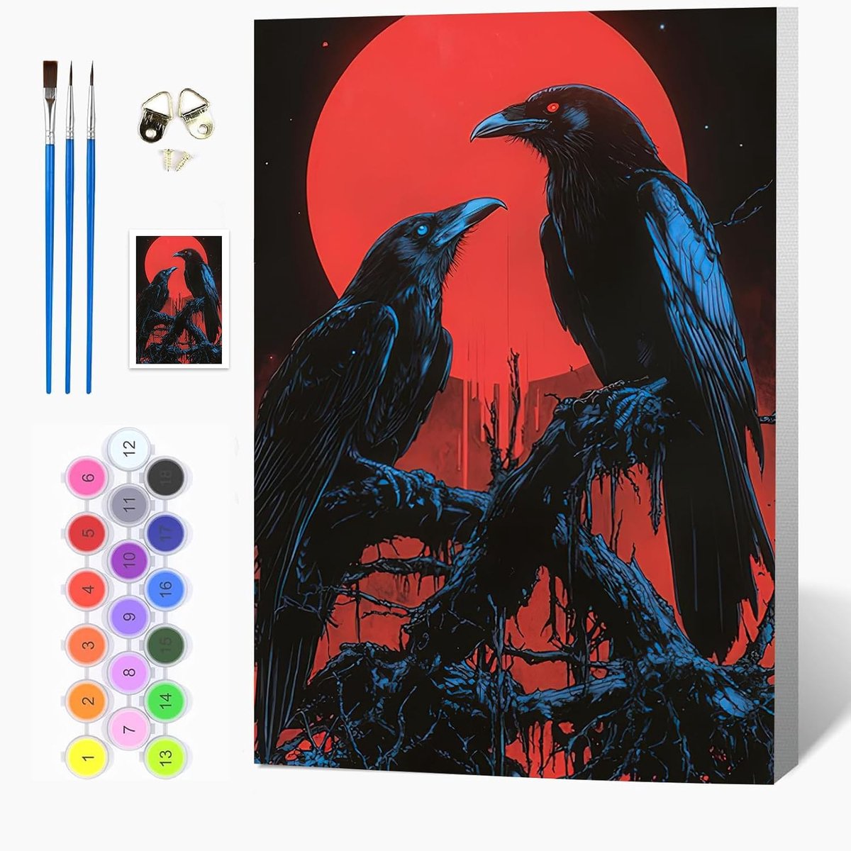 Auremi Halloween schilderen op nummer met lijst 20 x 30 – Gotisch schilderen op nummer DIY voor volwassenen – - ShopVlot