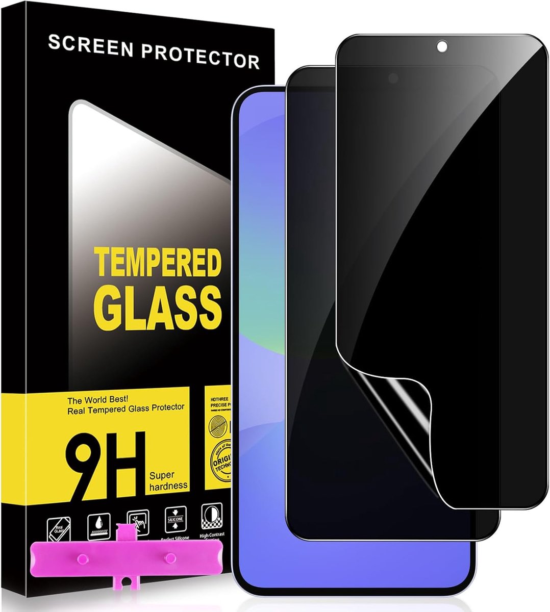 2 stuks privacyfolie voor Samsung Galaxy A36 5G, vingerafdruk-ID, compatibel met anti-spy privacy displayfolie, HD - ShopVlot