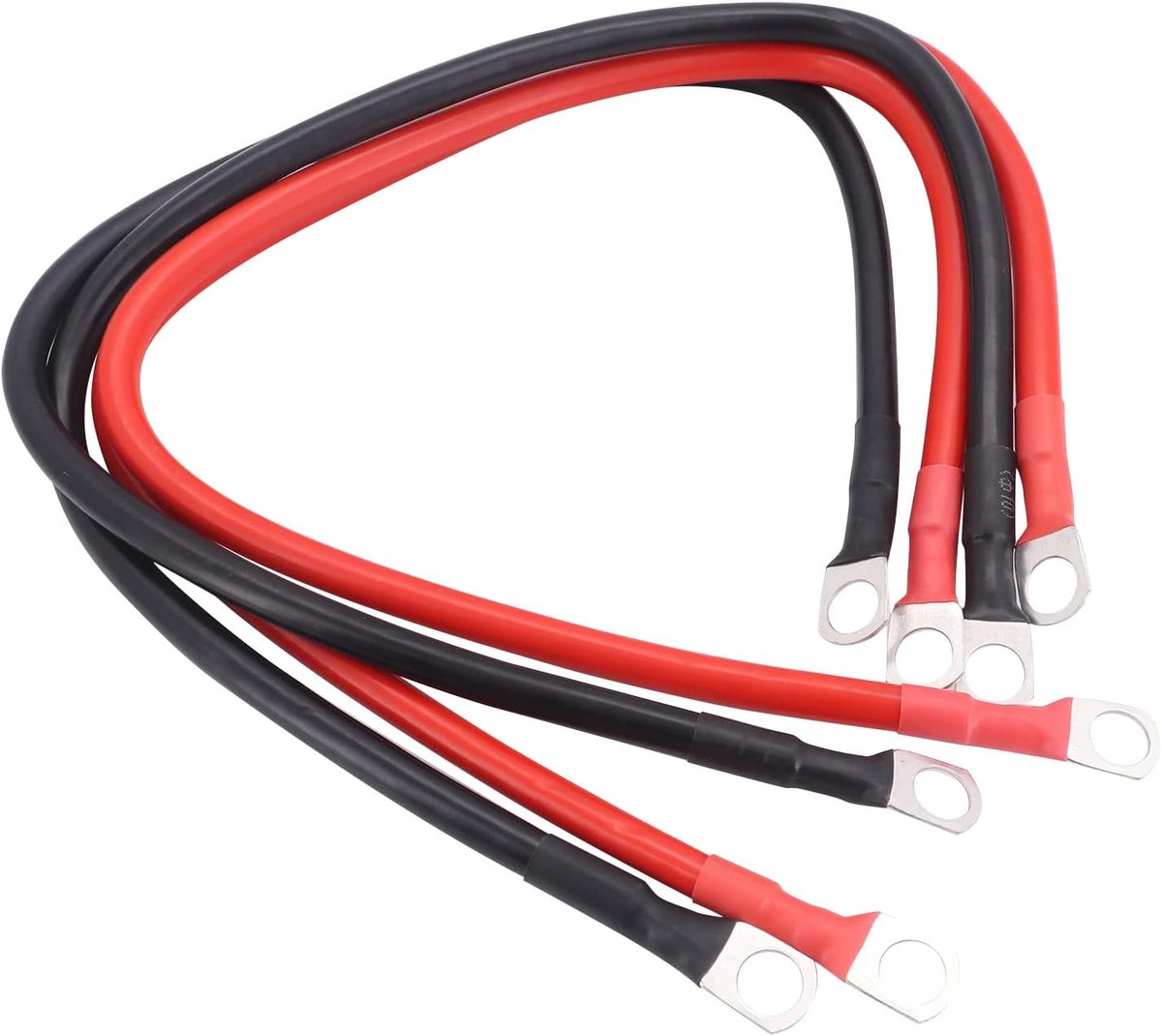 Autoaccukabel, 4 stuks accukabels 50 cm 16 mm² rode en zwarte kabel met ringklemmen koperdraad voor vrachtwagen - ShopVlot