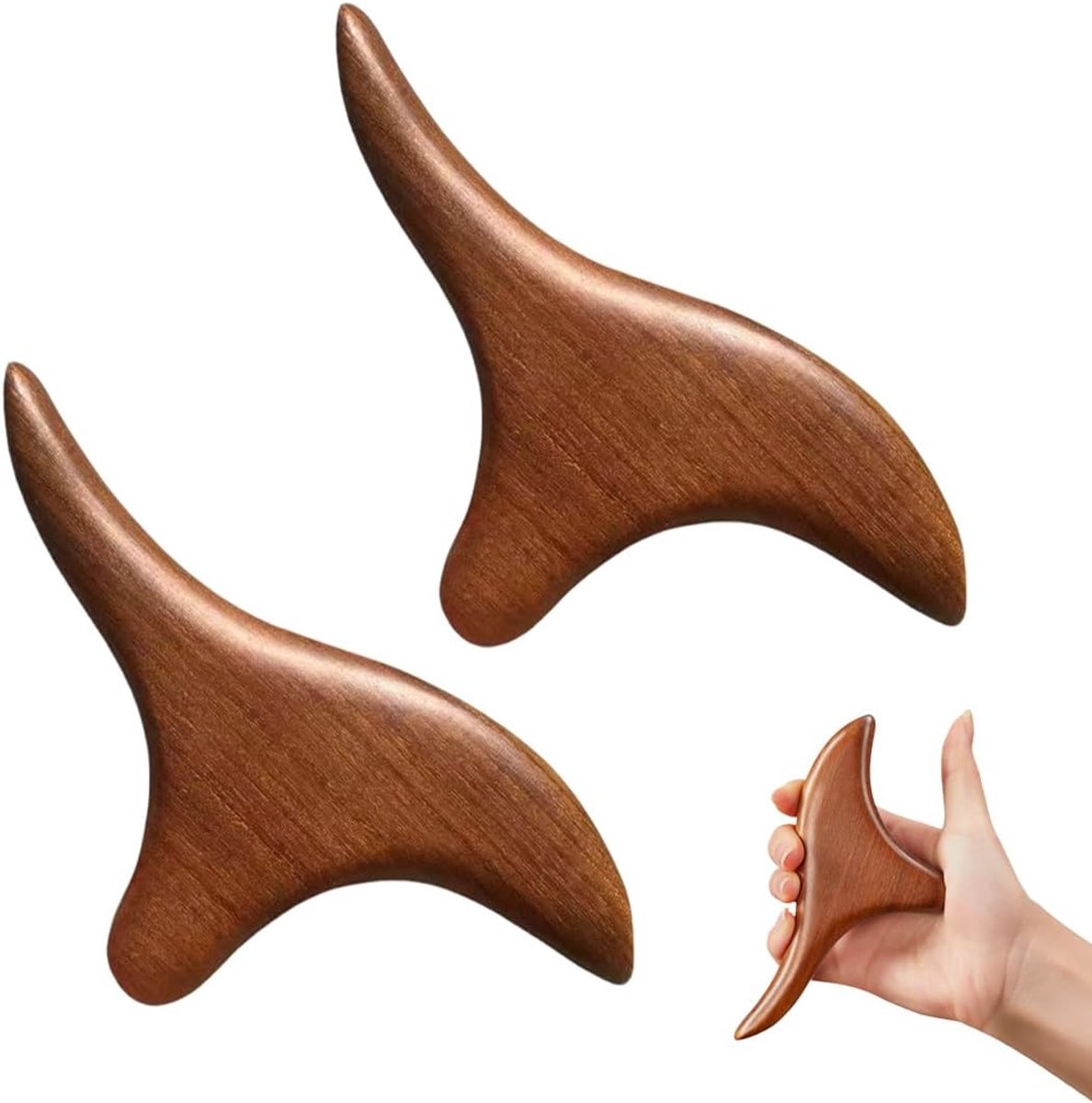 Pack of 2 Gua Sha Wood Tools, Wooden Massager, Triangular Massage Rod, Gua Sha Palette for the Body to Relieve Muscle - ShopVlot