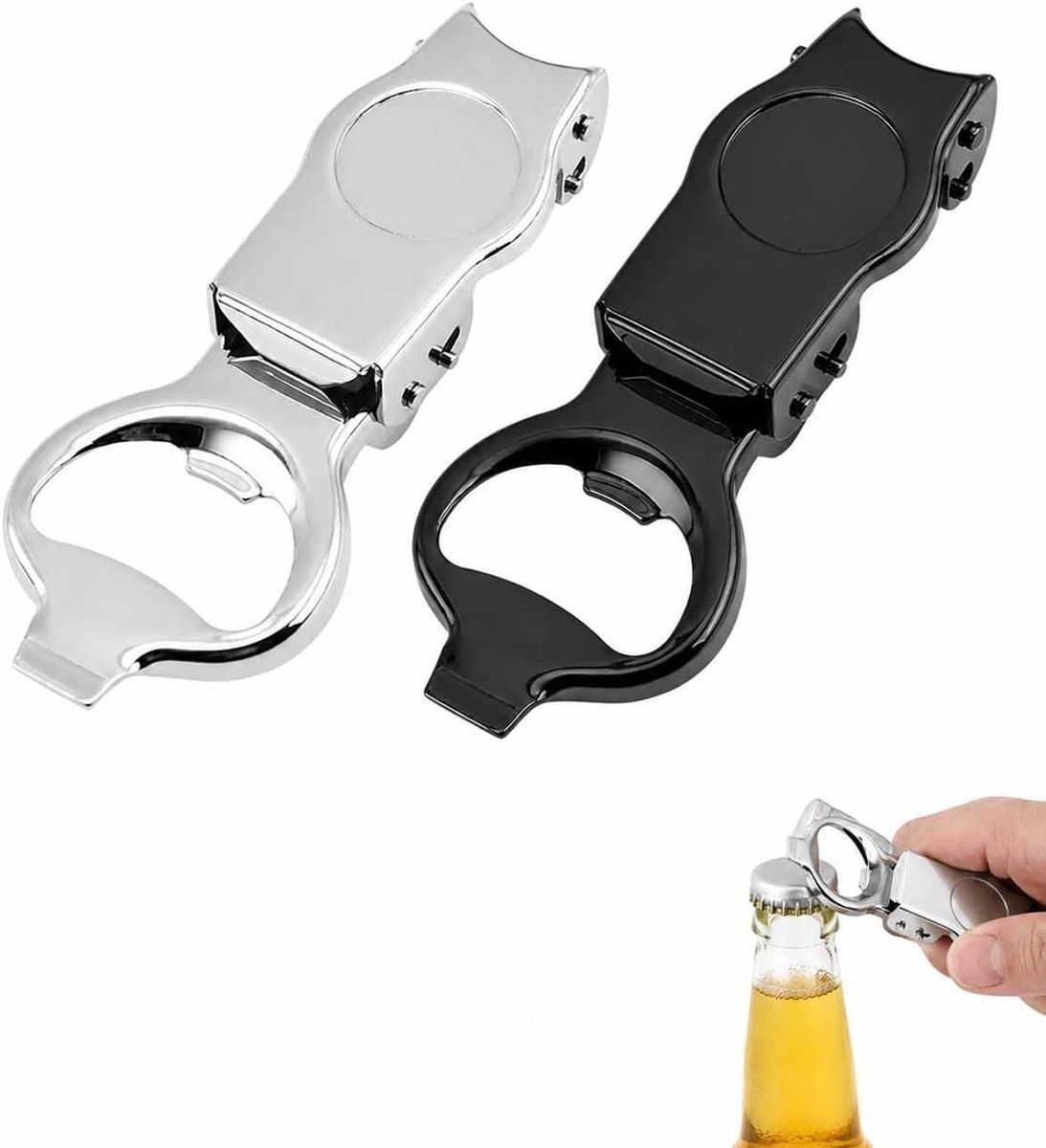 Bierflesopener, 2 stuks, zwart en wit, origineel cadeau voor heren, voor eenvoudig openen, cadeau-idee voor - ShopVlot