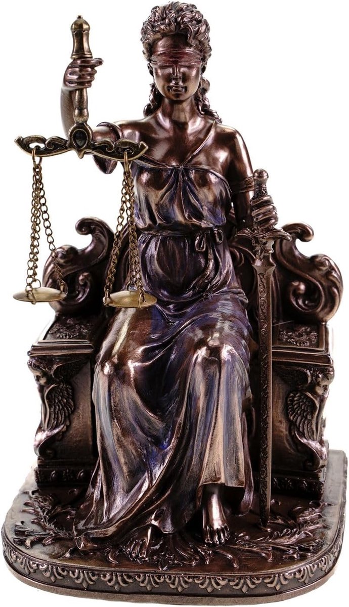 Parastone Decorative figure Justice sitting - goddess of justice, bronze decorative article, bronze look, height: 17.5 - ShopVlot