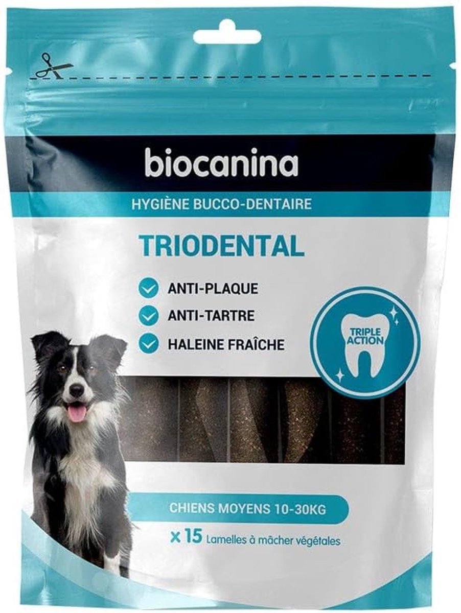 Biocanina Triodental Hond, middelgroot, 15 plantaardige lamellen - ShopVlot