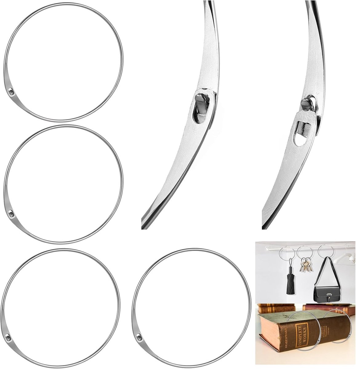 4pcs Extra Wide Binding Rings 150mm Metal Book Rings Key Ring Movable Leaf Ring for Crafts, Office, School, Home - ShopVlot