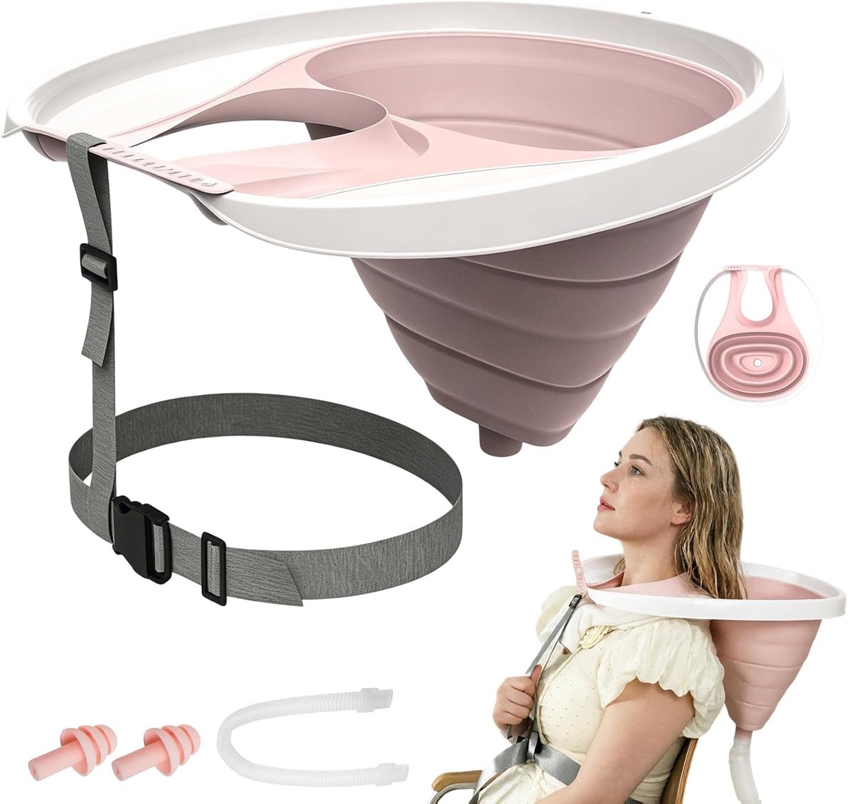 Opvouwbare haarwastafel voor bedlagen: haarwastafel haren wassen in bed, mobiele shampoo wasbak met drainage voor - ShopVlot