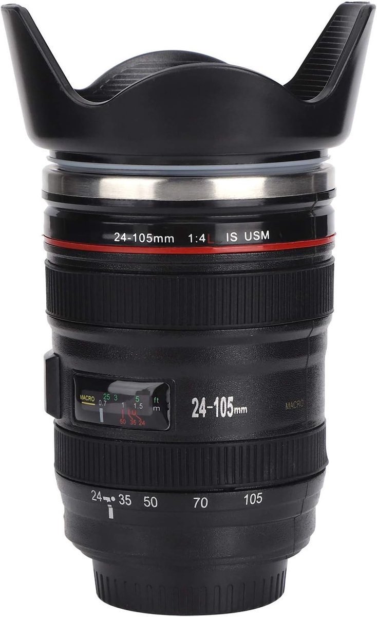 Leuke Camera Lens Mok van RVS - Thermosbeker voor Fotografen - Unieke Cadeaus voor Vrienden en Schoolprijzen