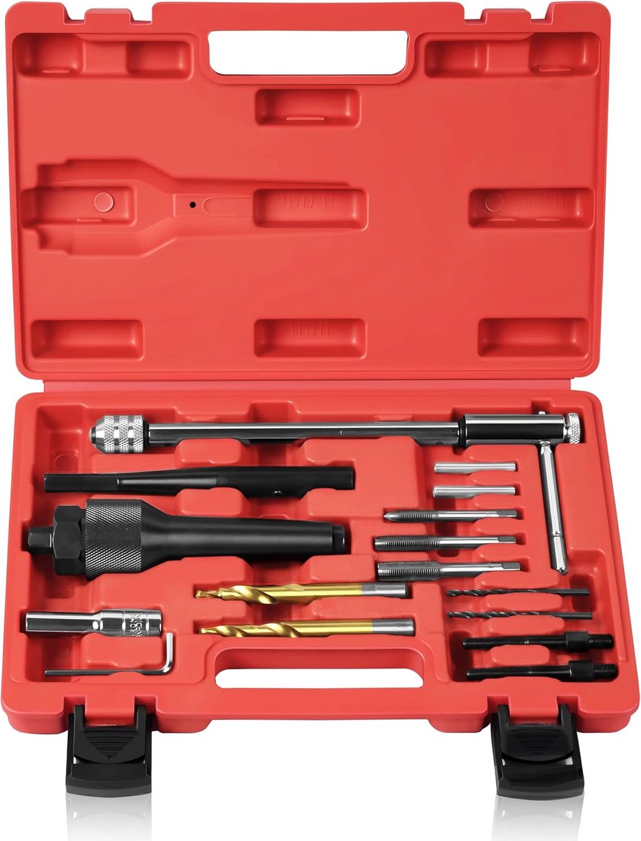 Gloeiplug verwijdertool set 8mm & 10mm - compleet met adapters - veilig verwijderen van beschadigde gloeiplugs - ShopVlot
