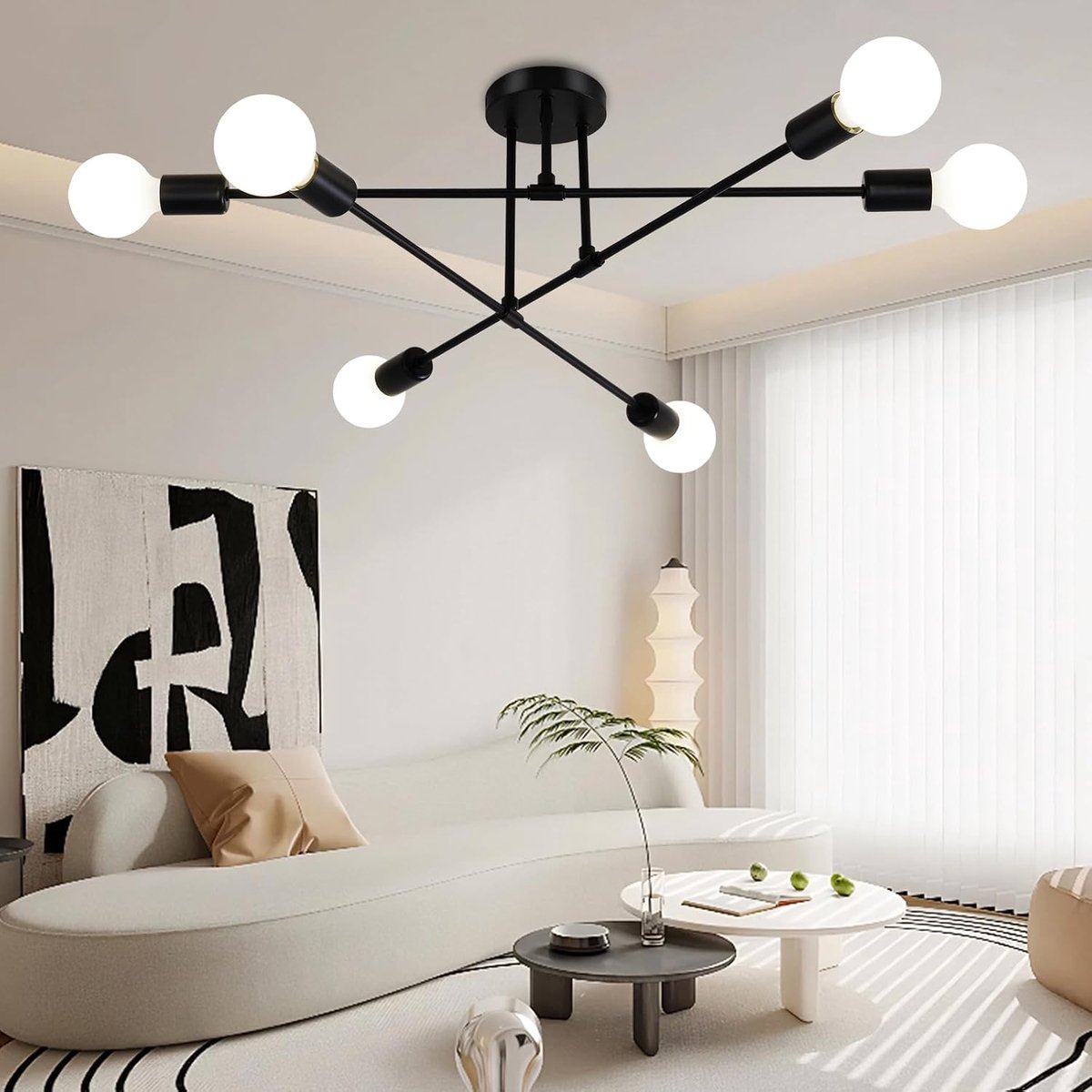 Kroonluchter met 6 Lampen - Semi-Ingebouwd - Zwart Goud - Perfect voor Sfeervolle Verlichting - ShopVlot