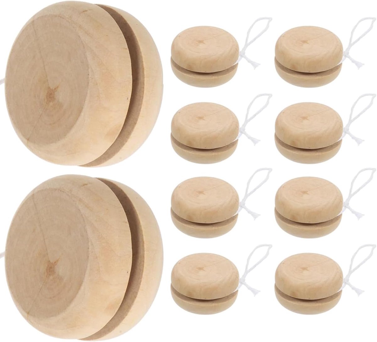 Yoyos van hout 10 stuks - knutselset voor kinderen - duurzaam en robuust - urenlang speelplezier - ShopVlot