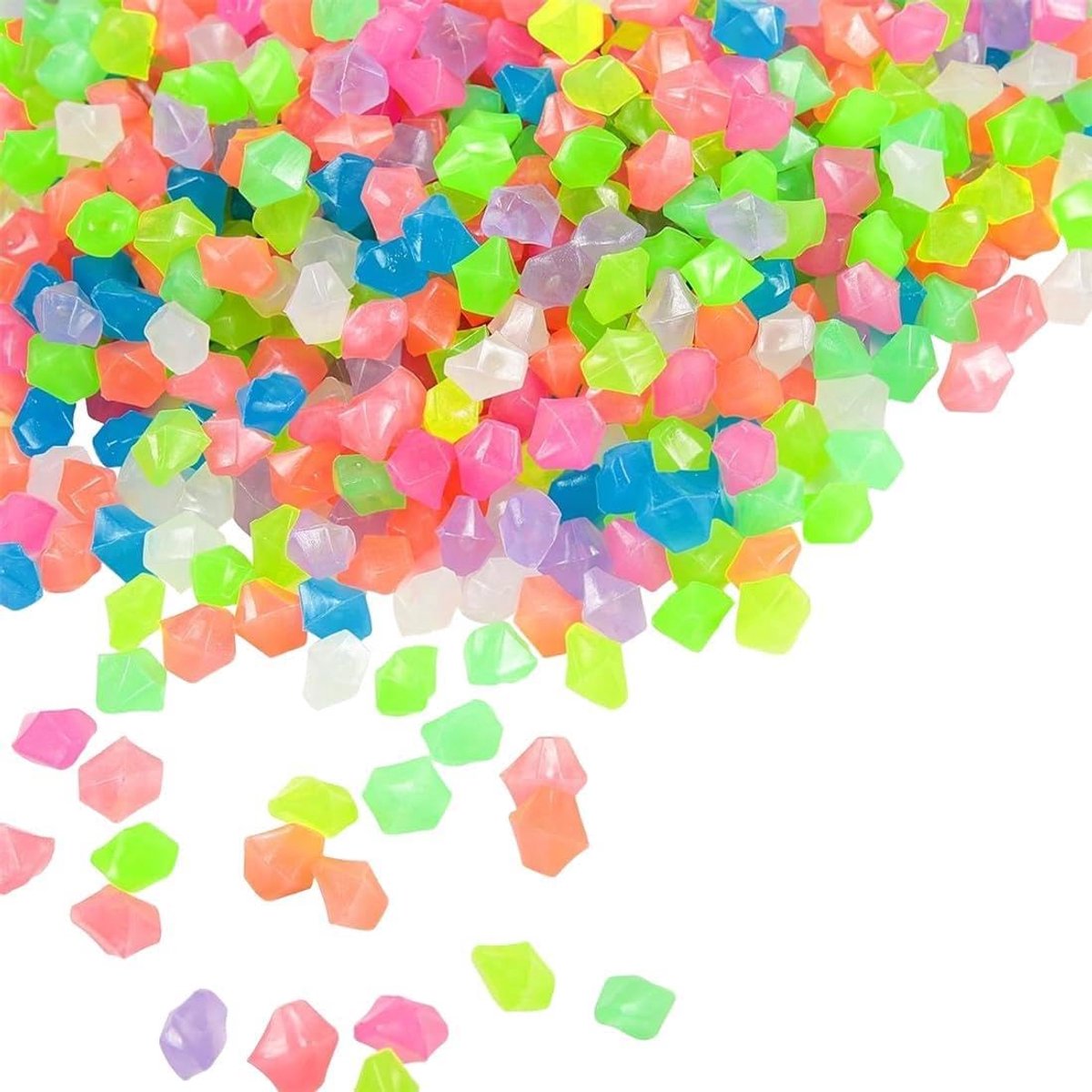 Kleurige acryl ijsblokjes 500 stuks - decoratieve diamanten - glow in the dark - perfect voor vases - ShopVlot