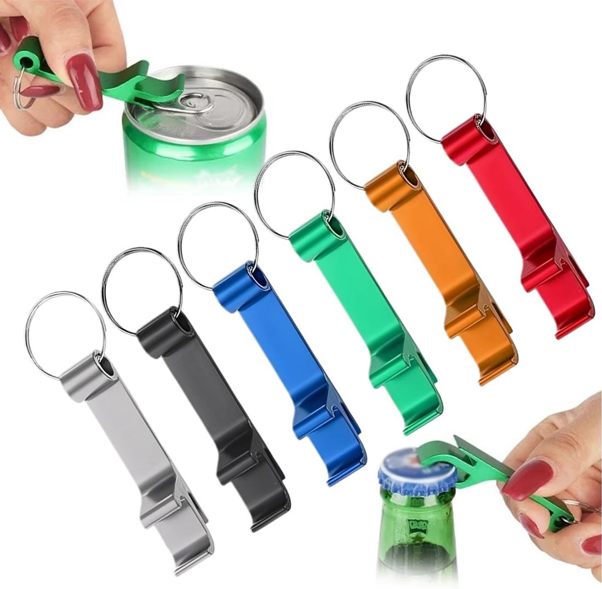 Flessenopener 6 stuks - Aluminium legering - Multifunctioneel - Ideaal voor camping - ShopVlot