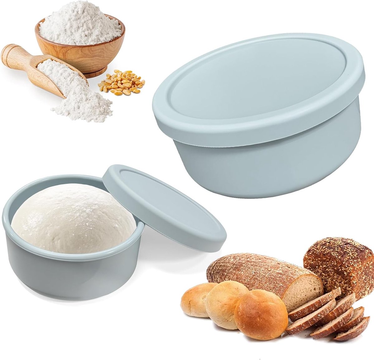 Pizza deegdoos set van 2 - hittebestendig - anti-aanbaklaag - ideaal voor fermentatie en bewaren - ShopVlot