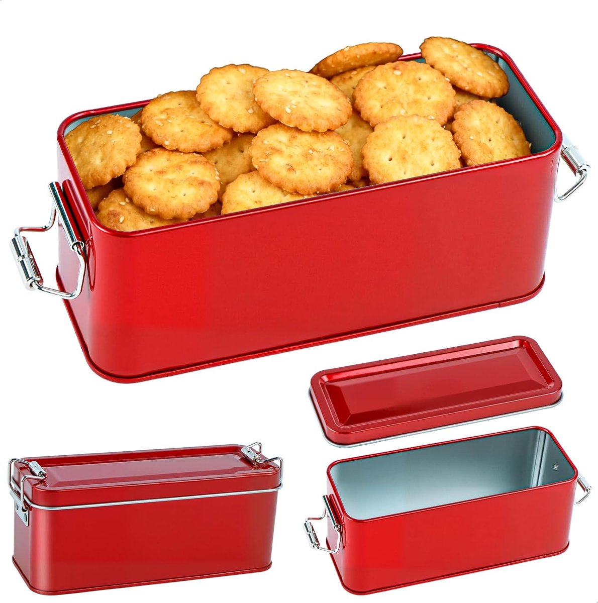Lunchbox set van 2 - retro vintage broodopbergdoos - luchtledig deksel - houdt lekkernijen vers - ShopVlot