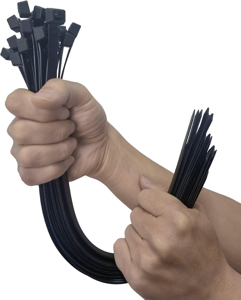 Zware Kabelbinders 100 Stuks, 400 mm x 0,8 cm, Sterke Zwarte Ziplijsten met 50 kg Treksterkte, Ideaal voor Tuin, Bouw en Waterleidingen