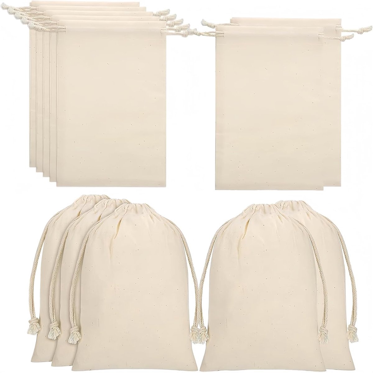 stoffen zakjes 15 x 20 cm - katoenen tas met trekkoord - herbruikbaar als cadeautas - ideaal voor sieraden - ShopVlot