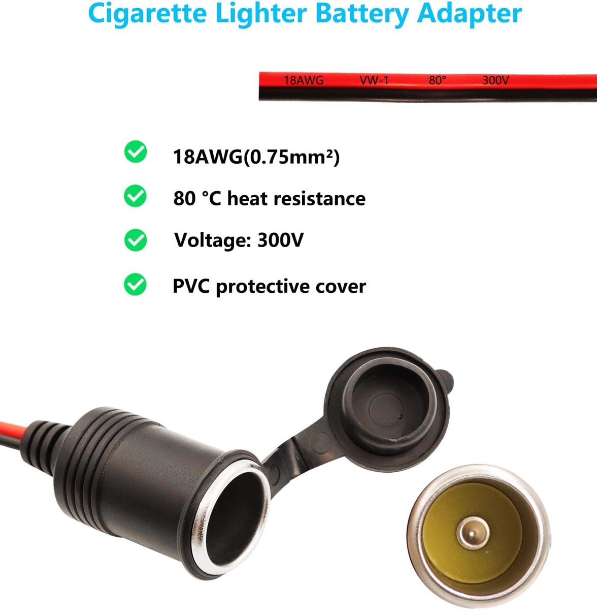 Accu Adapter 12V - 18AWG 0.4m - Alligator Klemmen - Veilig aansluiten van elektrische apparaten - ShopVlot