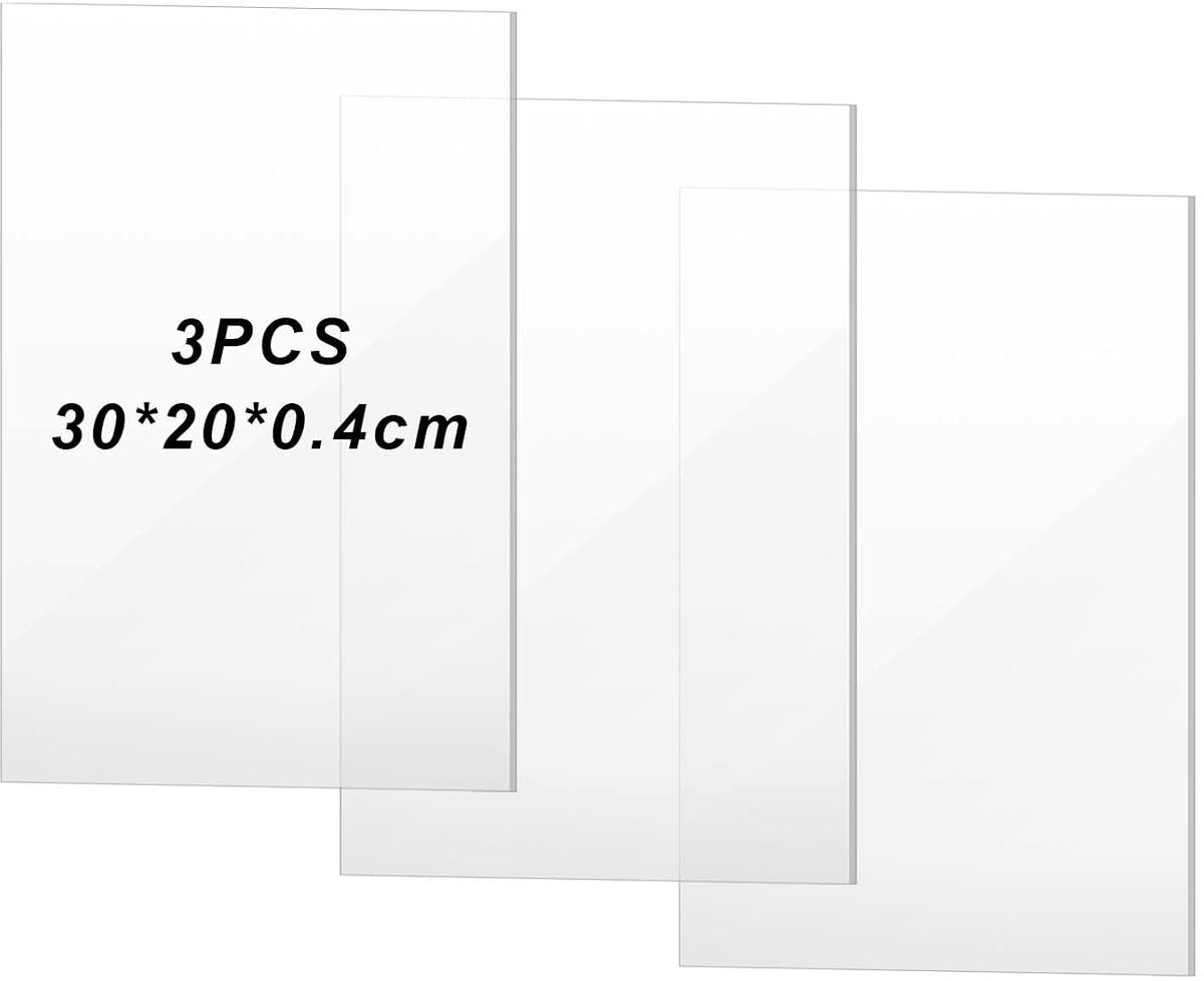 Acryl platen set 30 x 20 cm - transparant plastic - 4 mm dik - ideaal voor projecten - ShopVlot