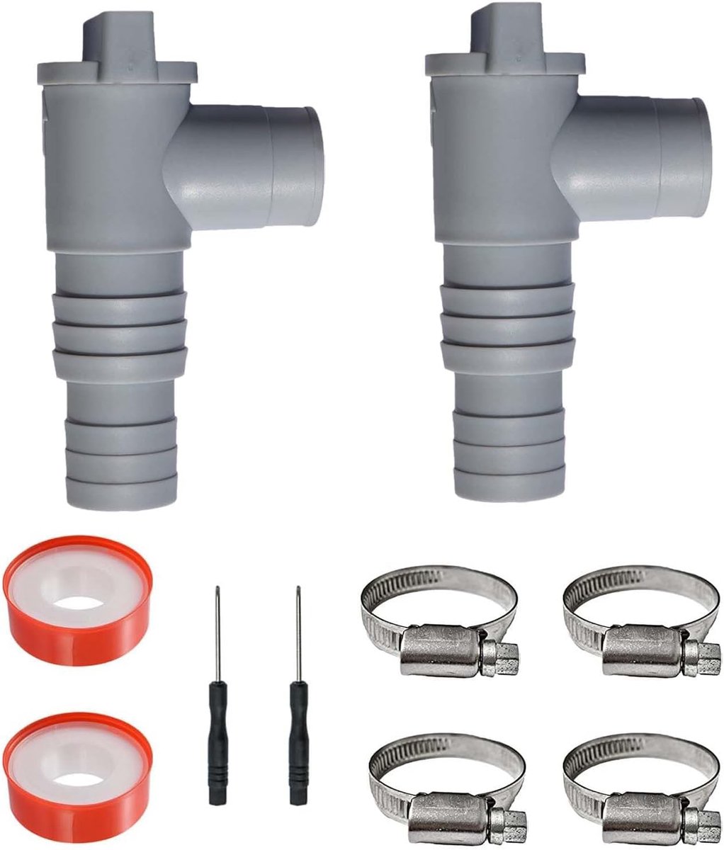 Zwembadslangadapter set 32 mm - met afsluitklep - duurzaam en corrosiebestendig - eenvoudig te installeren - ShopVlot