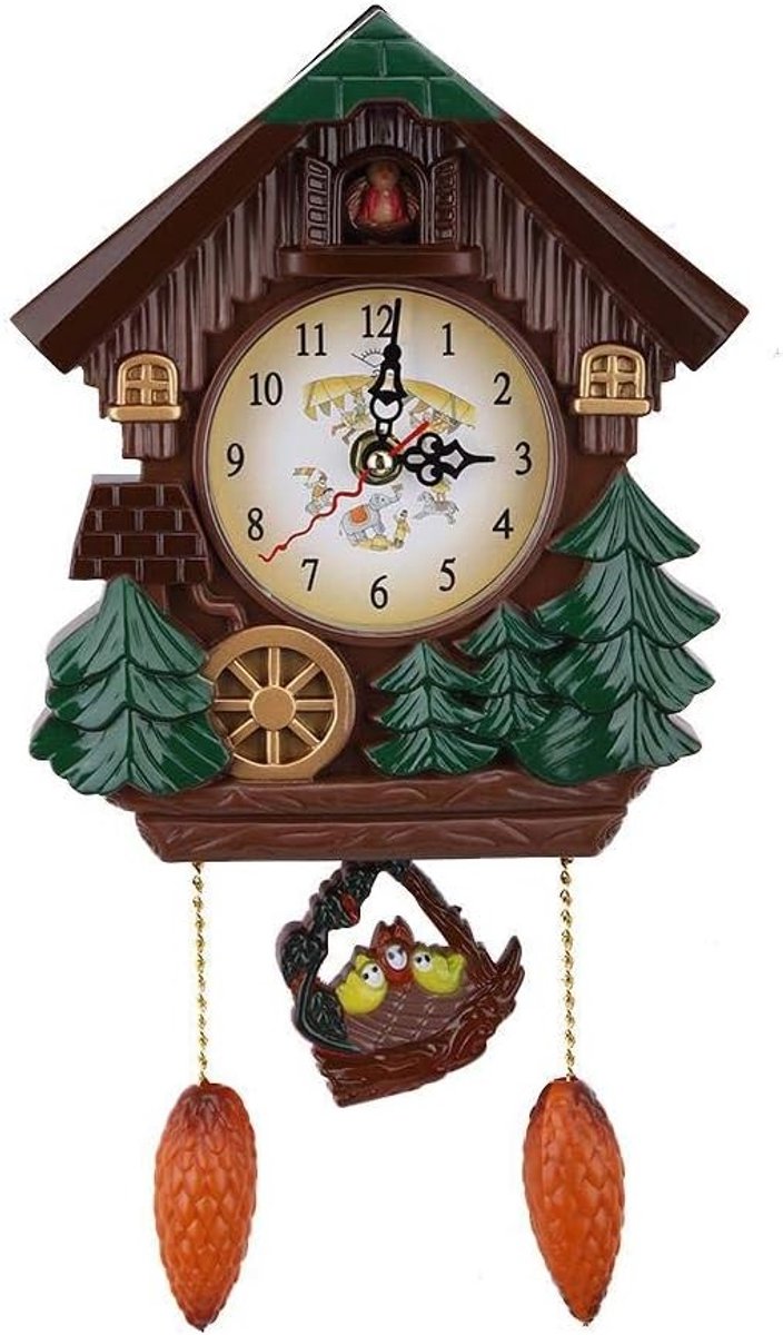 Vintage Boomhuis Wandklok - Makkelijk Afleesbare Decoratie voor Woonkamer en Slaapkamer, Perfect als Cadeau voor Kinderen en Klokliefhebbers