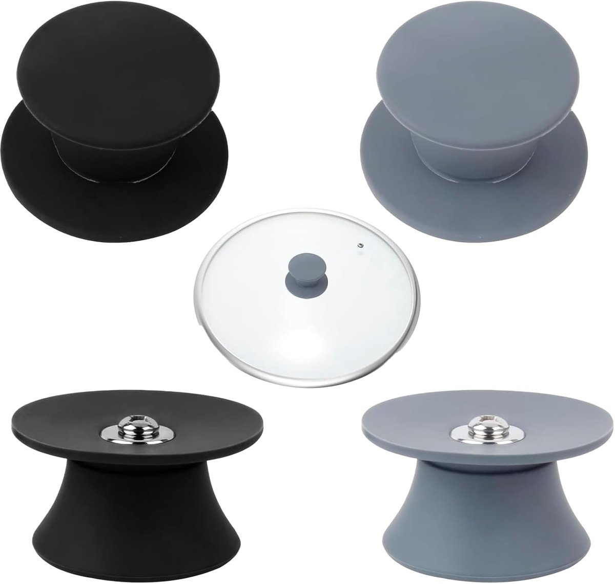 Potdekselgreep 4 stuks - silicone handvat - hittebestendig - vervangende dekselknop - ShopVlot