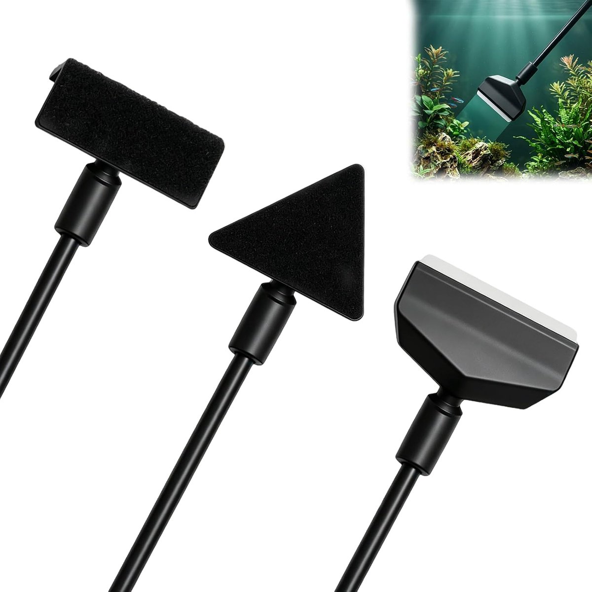 Aquarium Cleaning Kit - 3-in-1 Cleaning Tool Set with Removable 35.5 cm Shaft - ShopVlot