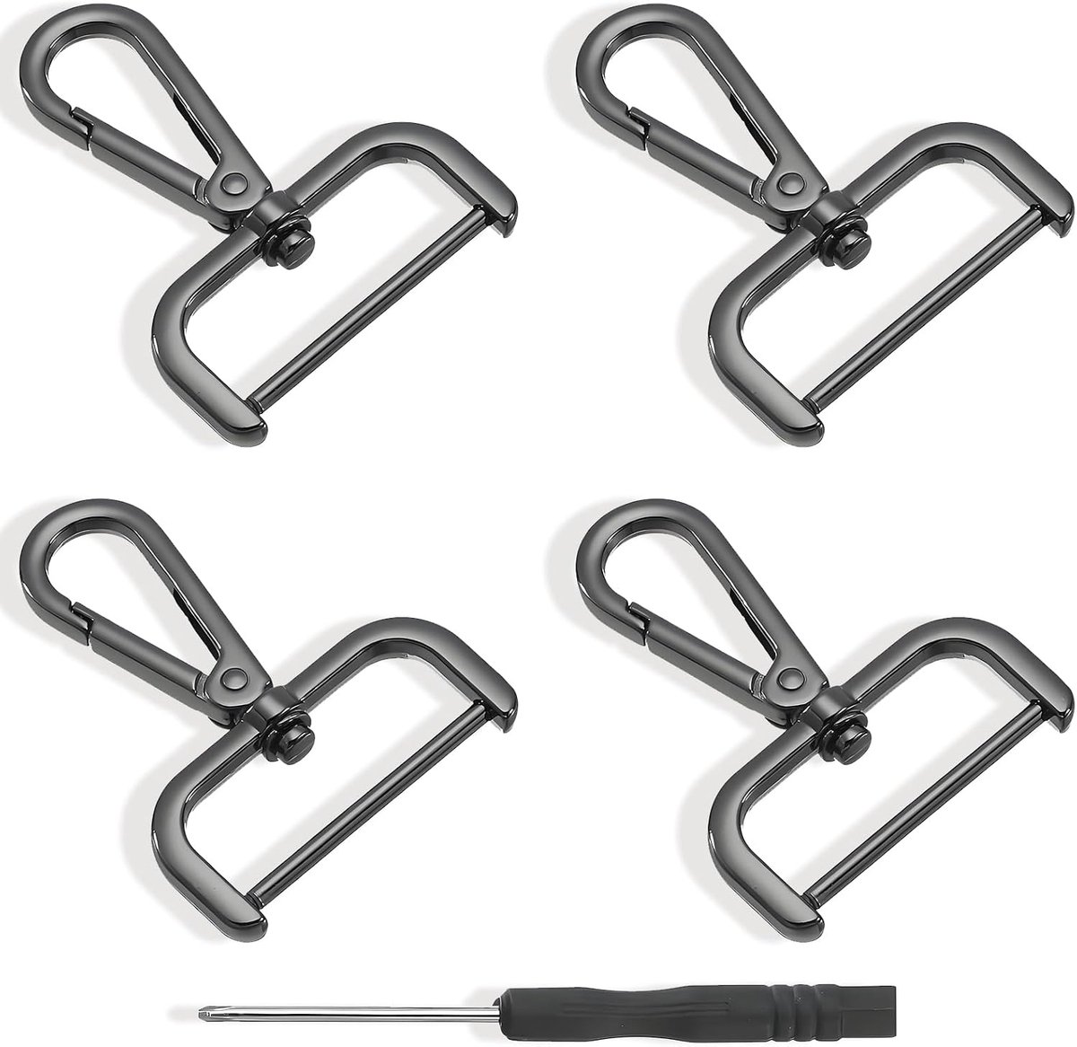 4 stuks karabijnhaken met draaischarnier, ID 32 mm wervelkarabijnhaak, draaibare D-ring, zinklegering - ShopVlot