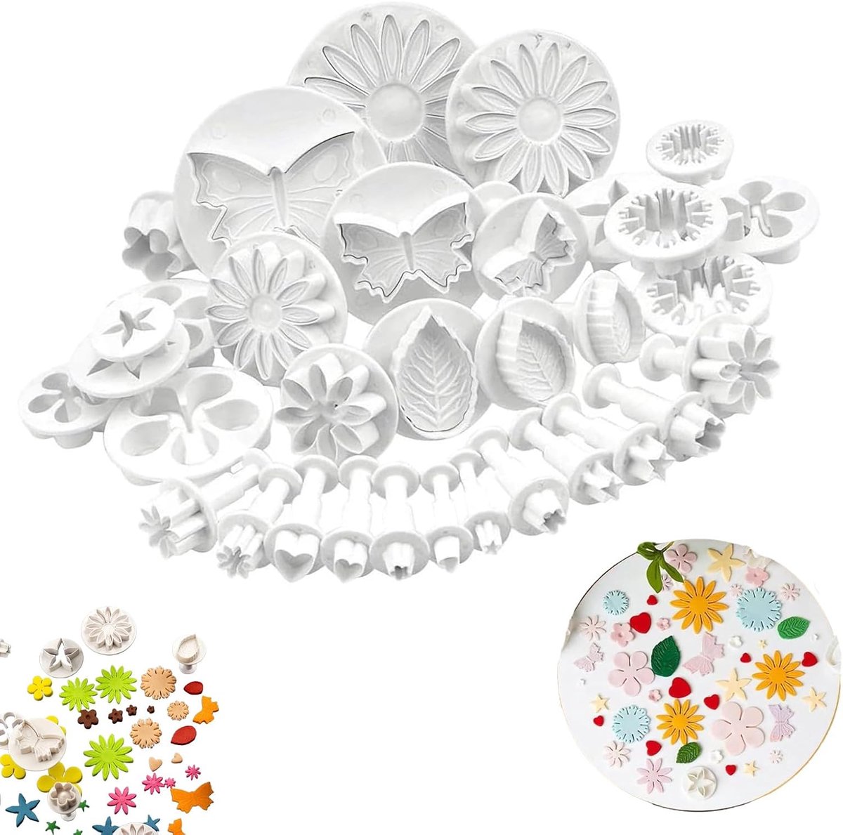 33 Pcs Fondant Cookie Cutters Baking DIY Snowflake Moulds Cake Decoration Set Cutters Ejector Stamp for Cake Cake - ShopVlot