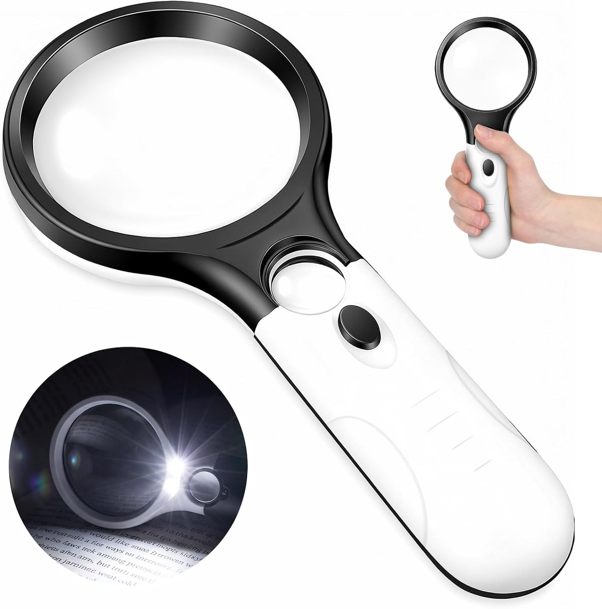 Vergrootglas met Licht 30X, Handvergrootglas Leesloep met LED Verlichting, Hoge Helderheid Lichtgewicht, Vergrootglas - ShopVlot