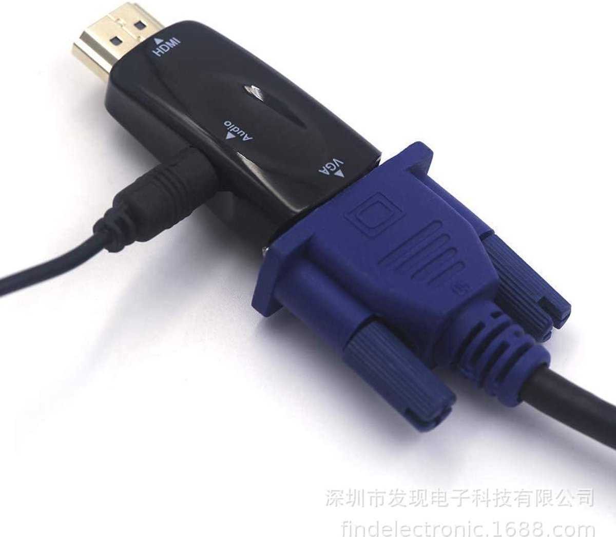 ZiYan HDMI to VGA converter audio cable resolution video compact adapter adapter with audio transfer 3.5mm jack audio - ShopVlot