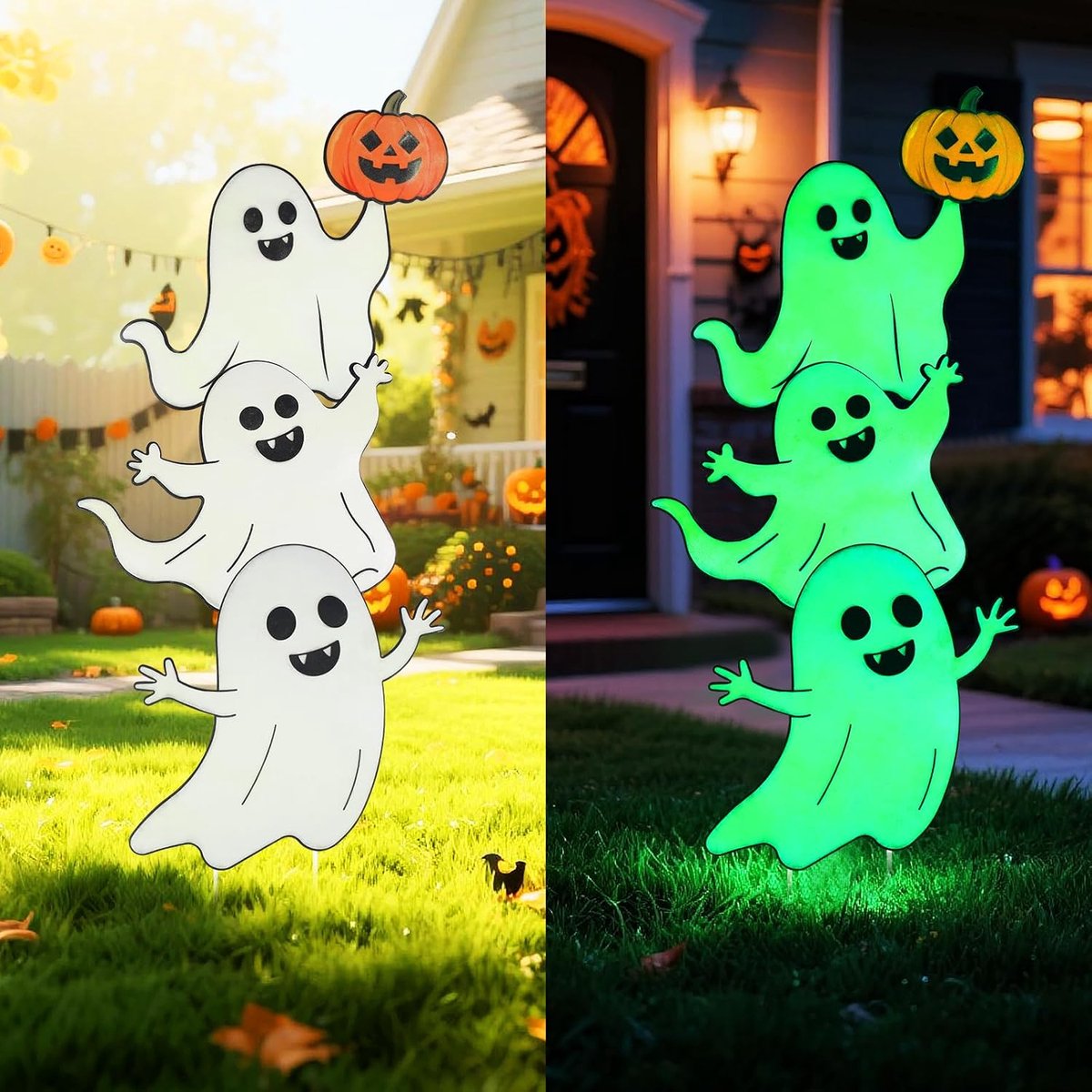 6pcs Metal Halloween Headstones Decoration Creepy Rip Headstone Outdoor Fluorescent Halloween Headstones for Cemetery - ShopVlot