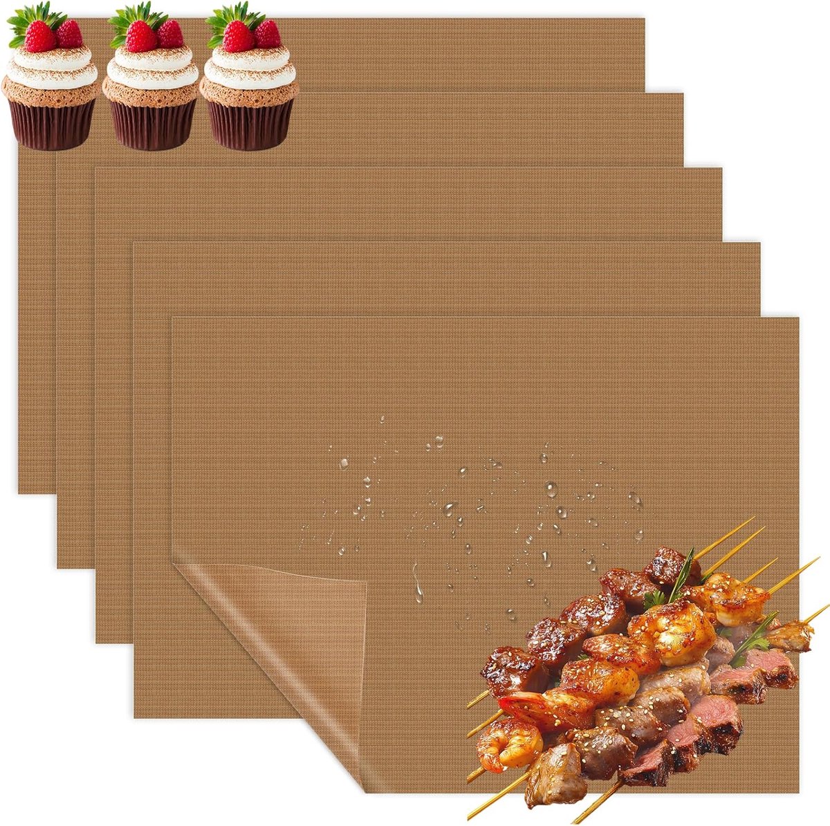 Pack of 5 Durable Baking Film 40 x 30 cm Reusable Heat Resistant up to 260°C for Oven and Grill, Baking, Frying and - ShopVlot