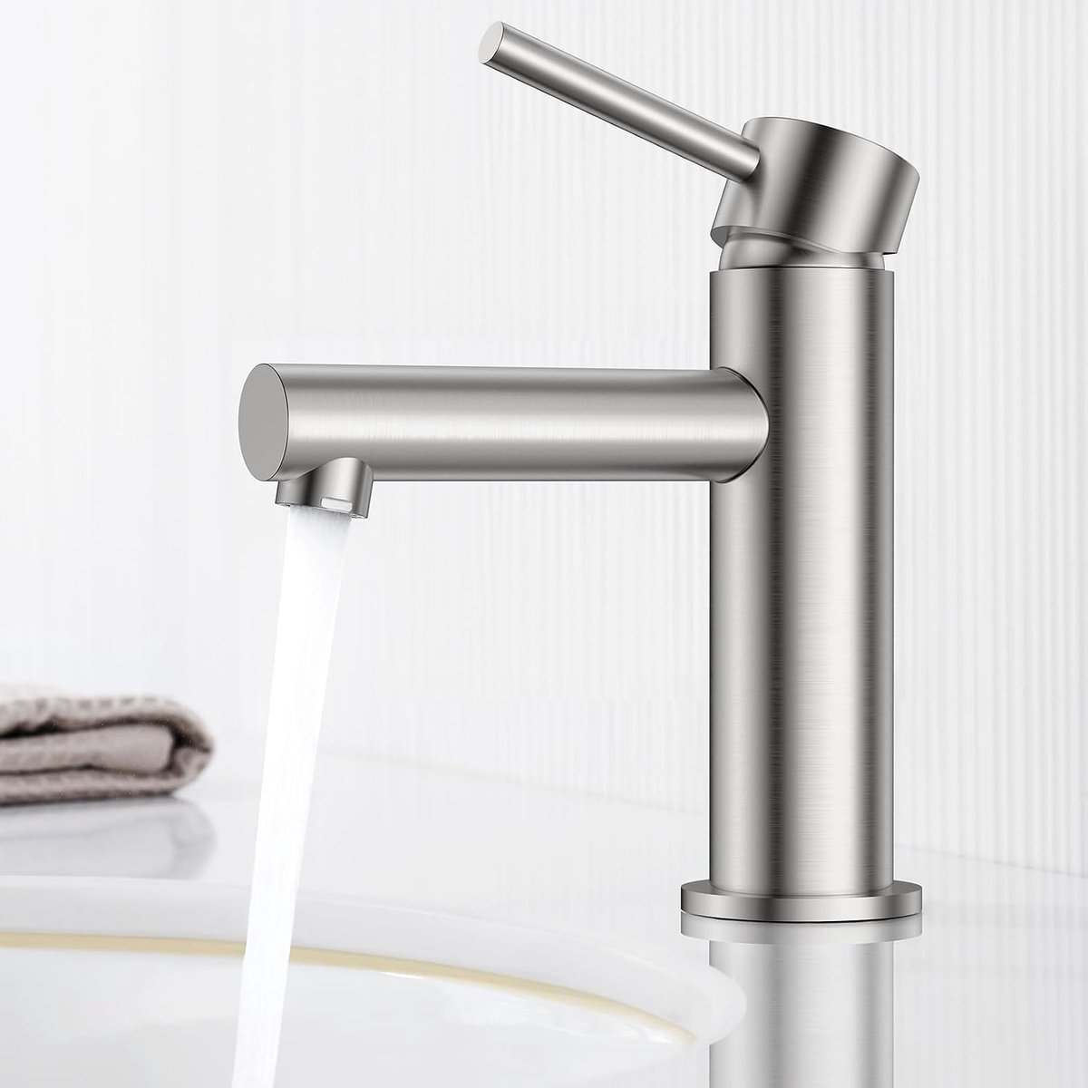 CECIPA Bathroom Tap Bathroom Sink Fixture with Spout Height 90 mm Washbasin Fittings Water Saving Stainless Steel Tap - ShopVlot
